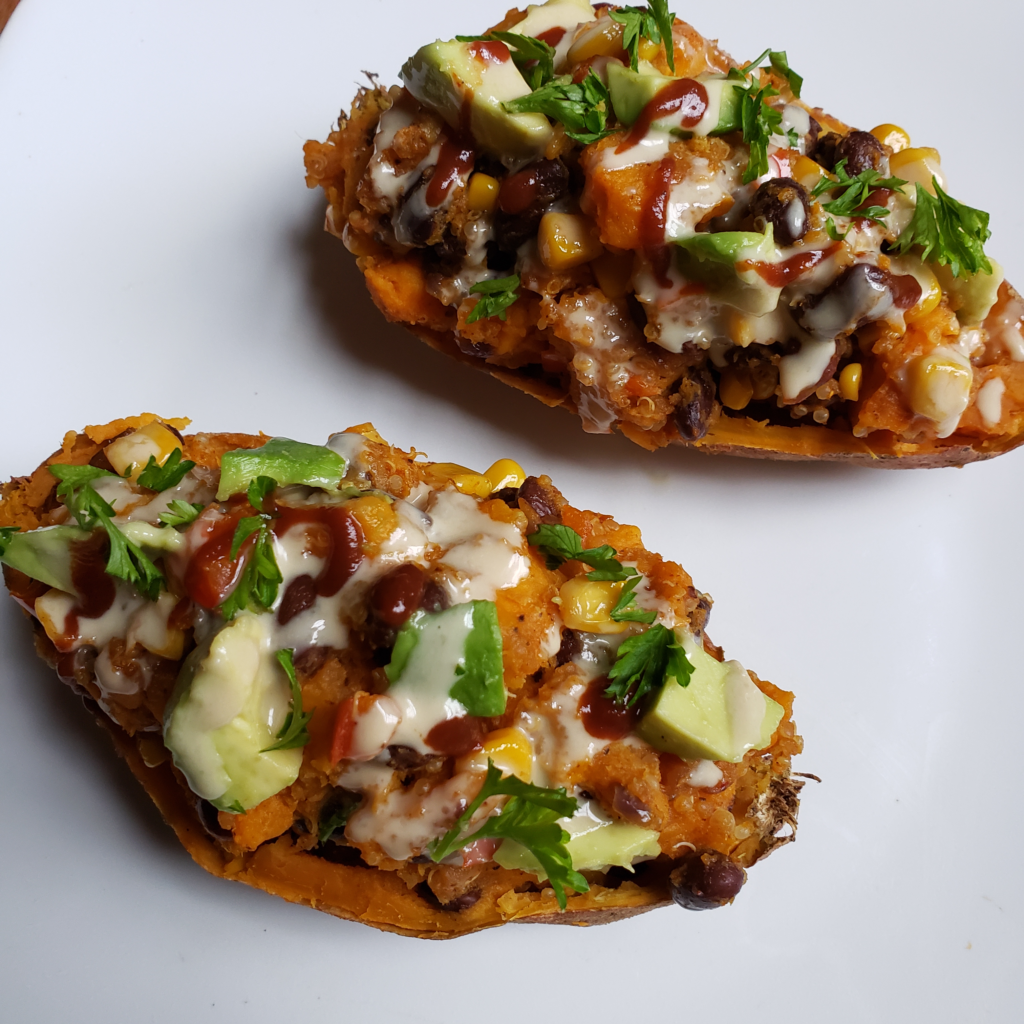 Mexican Stuffed Sweet Potatoes - Curly Red Cafe